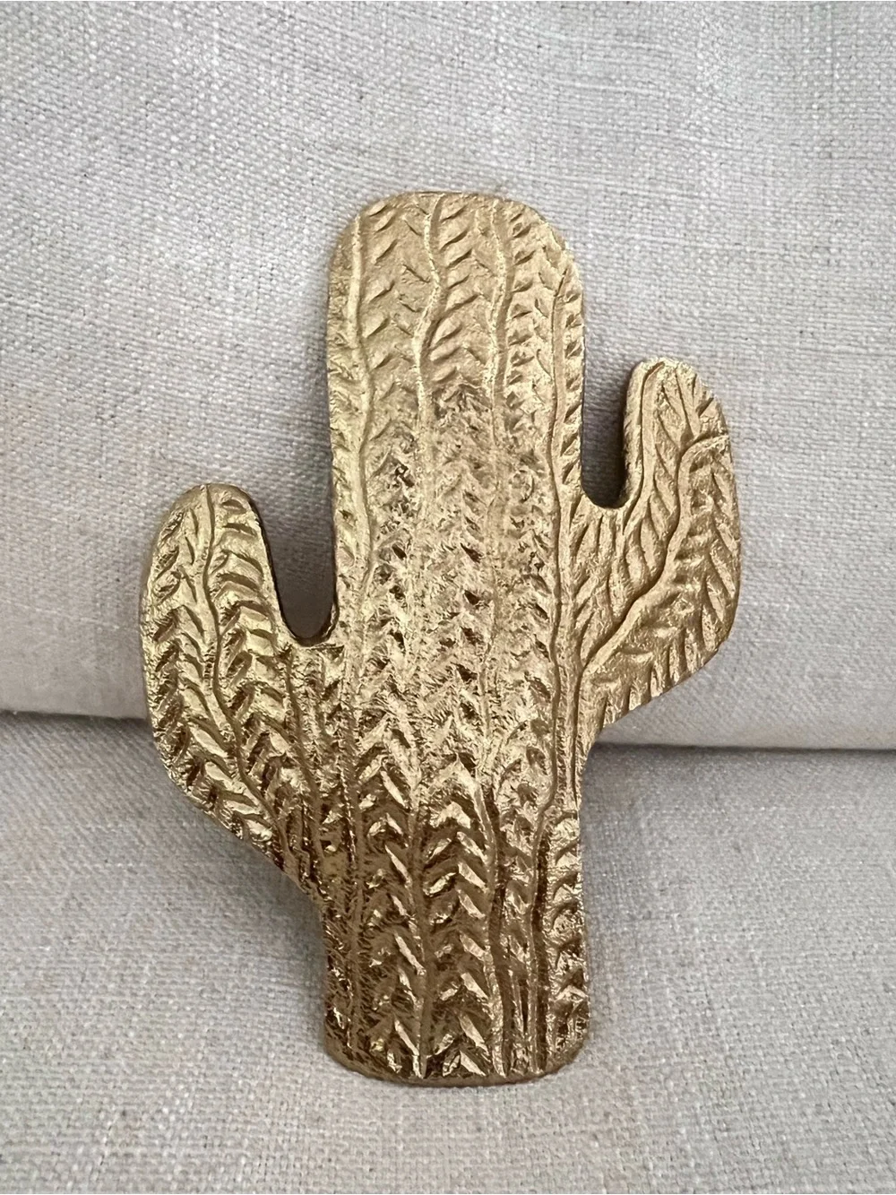 Brass Gold-Look Cactus Trinket Tray | Decorative Home Accent